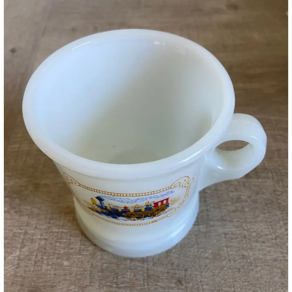 Vintage Avon Train Steam Engine Locomotive Milk Glass Mug Shaving Mug